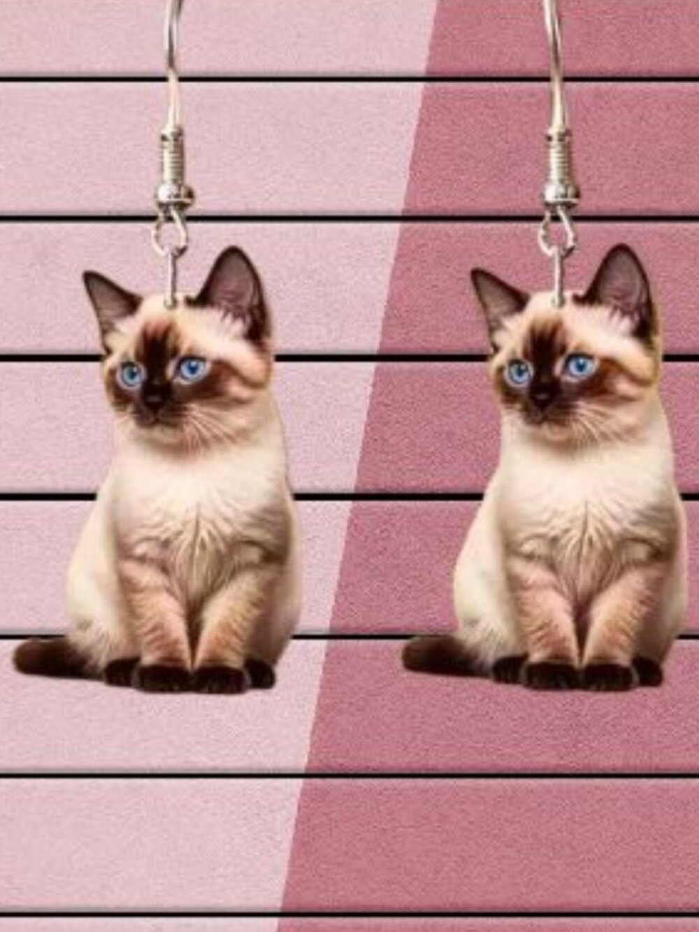 [NEW] WOMEN'S SIAMESE KITTEN EARRINGS HARD ACRYLIC RESIN JEWELRY